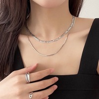 Collier cubain minimaliste hip-hop en acier inoxydable double couche, unisexe, haut de gamme, polyvalent, chaîne serpent inaltérable