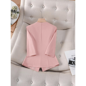 Women's Blazer Three Quarter Sleeve Champagne Color Commute Style - Product Image 2