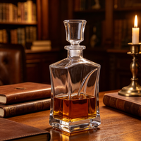 Bouteille de whisky en verre avec bouchon géométrique hermétique pour vin, bourbon, brandy, liqueur, jus, eau – Offre Spéciale