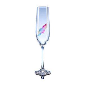Champagne Glass With Colorful Feather Design For Wedding Occasion - Product Image 1
