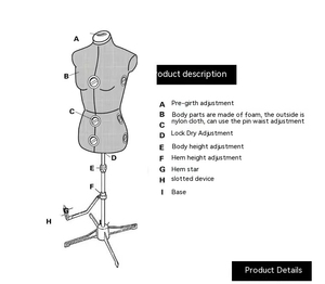THỢ MAY khớp nối có thể điều chỉnh kích thước may váy hình thức người giả nữ nửa cơ thể may mannequin thợ may Couture - Product Image 4