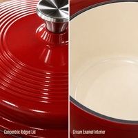 Cocotte Ronde en Fonte Émaillée de Haute Qualité Joho 26cm avec Couvercle Cannelé, Intérieur Émaillé Crème – Fournisseur en Gros OEM ODM de Casseroles