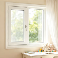Ventana Abatible de PVC con Rejilla Decorativa Estilo Francés, Aislamiento Acústico Anticorrosión de Plástico y Acero para Viviendas y Edificios Residenciales