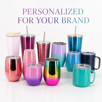 Gobelets à vin isothermes personnalisés de 10/14 oz, colorés, avec revêtement en poudre, à double paroi, en acier inoxydable, pour le café, les voyages en voiture
