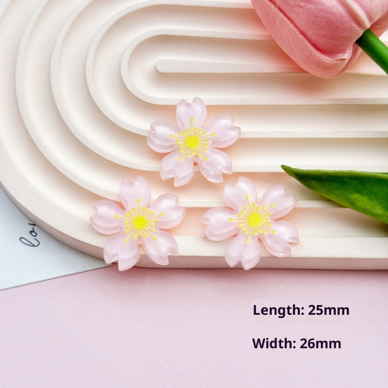 Fleurs de pêcher rose translucide 26*25mm