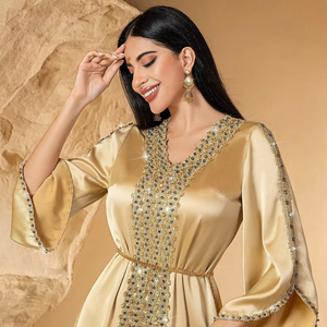 Eid Muslim Dress for Women Ramadan Jalabiya Lace Diamond Party Dresses Abaya <b>Long</b> Robe Morocco Dubai <b>Kaftan</b> Vestidos Largos - Product Image 1