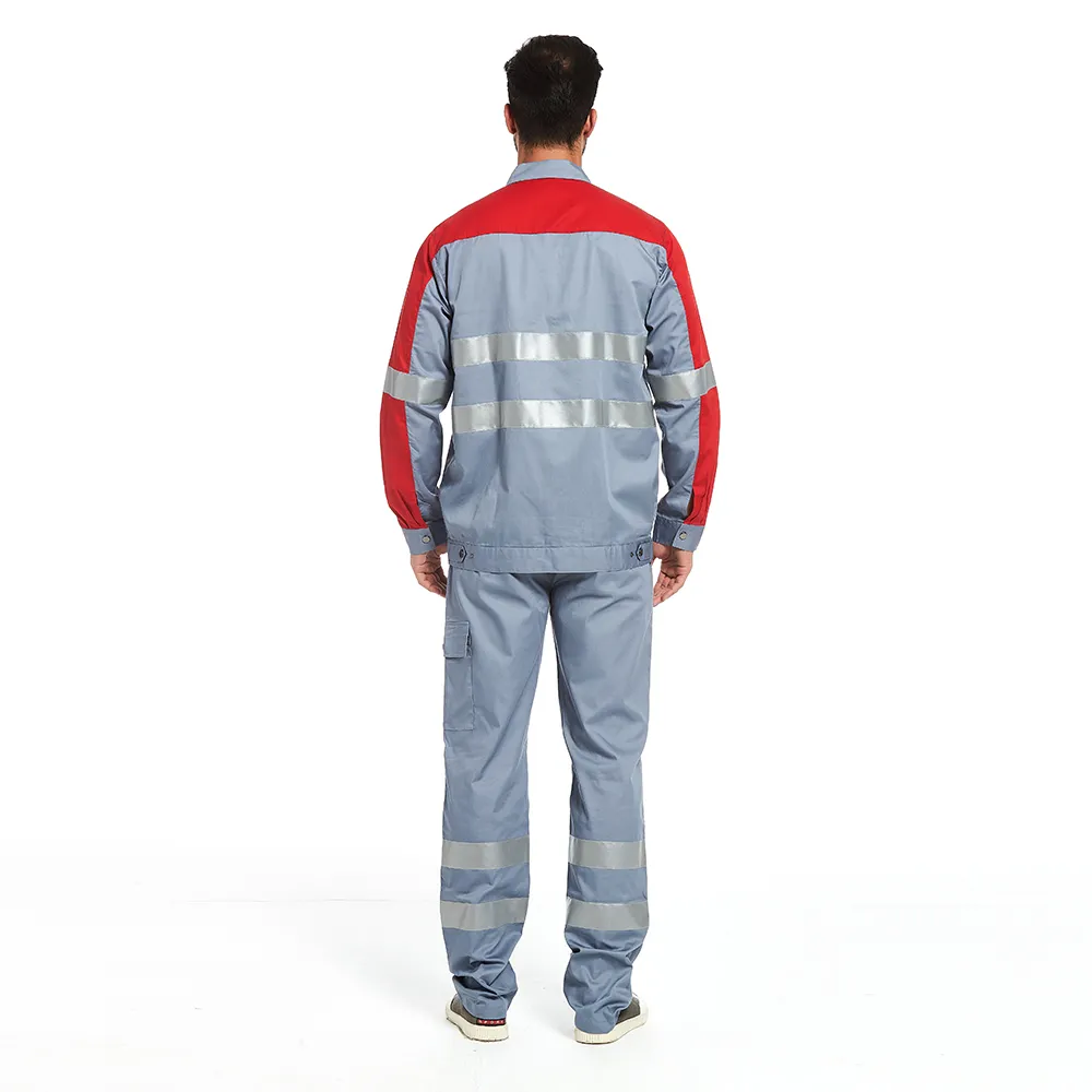 Özel yansıtıcı Worksuit Hi Vis güvenlik iş inşaat giyim setleri sınıf 3 yüksek görünürlük tulum ceket pantolon takım