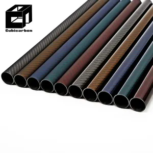 High Quality Carbon Fiber Roll-wrapped Tube 19mm 22mm 26mm 27mm 28mm 3k Colorful Carbon Fiber Tubes