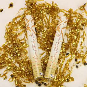Top Fashion 30cm Silver Gold Blue Red Silk Ribbon Wedding <strong>Confetti</strong> Cannon Party Poppers <strong>Confetti</strong> for Wedding Party Supplies - Product Image 4