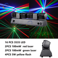 Projecteur LED 80W à double tête mobile avec faisceau lumineux rouge/vert, laser jaune clignotant, DMX512, télécommande, pour DJ, discothèque, fête, scène, effet lumineux