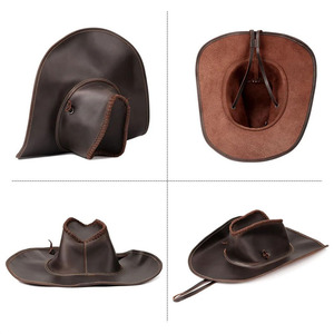 Sombrero de Vaquero de Cuero de Primera Calidad para Hombre y Mujer, Talla Ajustable, Material Personalizado, Estilo Casual de Invierno, Sombrero de Cuero para Exteriores - Product Image 4