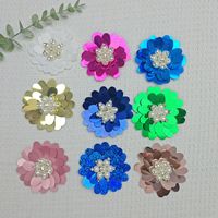 Fleur en sequins faite à la main, accessoire vestimentaire, patch décoratif en tissu, fleur artisanale en perles et strass, fabriquée en Chine