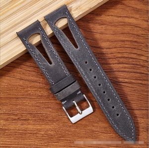 Nouveau bracelet en cuir véritable Crazy Horse pour 20MM 21MM perforé respirant doux bracelet de montre à dégagement rapide Style littéraire rétro - Product Image 5