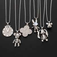 Vente en gros mode simple titane acier clavicule lapin colliers cool Hip Hop montre mauvais lapin collier pour hommes femmes
