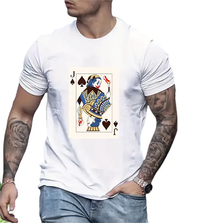 OEM 및 ODM 포커 프린트 반팔 빈 티셔츠 디자인 맞춤형 남성용 여름 반 소매 티셔츠