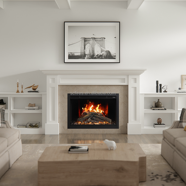 3D Electric Fireplace Heater LCD Virtual Flame Display Wireless Smart Wall Mounted Fireplace 29 36 42 Inch Remote Control