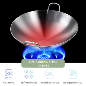 مقلاة تجارية من الفولاذ المقاوم للصدأ YIYIAN ، طباخ غاز تقليدي كبير للمطبخ بمقبض مزدوج - Product Image 5