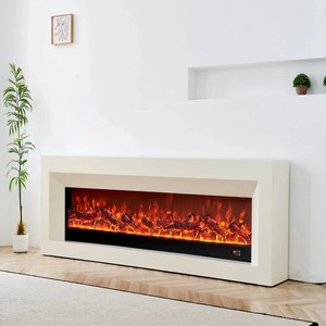 Cheminée électrique intérieure autoportante avec télécommande Support TV intégré en langue française pour salon décoratif - Product Image 1