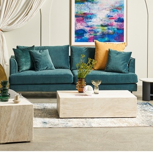 Cao cấp Bắc Âu màu be travertine Đá Cẩm Thạch Bàn cà phê bàn trà ngắn biệt thự sang trọng phòng khách thiết kế đá plinth bảng - Product Image 5