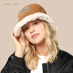 ChokoLids Reversible Fur Bucket <b>Hat</b> <b>Corduroy</b> Faux Fur Unisex Winter <b>Hat</b> Casual Wear - Product Image 5