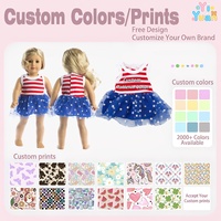 Vêtements pour poupées de 18 pouces OEM ODM, débardeur rayé sans manches pour le 4 juillet, jupe tutu en tulle bleu à sequins étoiles, pour poupée American Girl de 18 pouces