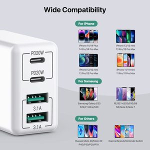 <span class=keywords><strong>Cargador</strong></span> de Pared USB C de 40 W, Bloque de <span class=keywords><strong>Cargador</strong></span> de 4 Puertos, Carga Rápida PD+QC, Enchufe de Pared, Adaptador de <span class=keywords><strong>Cargador</strong></span> Rápido Multipuerto <span class=keywords><strong>Tipo</strong></span> C para Teléfono y Tableta - Product Image 4