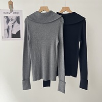 Pull en maille côtelée pour femme, col à revers et demi-zip, coupe ajustée, manches longues avec détail de poignets en maille, pour l'automne et l'hiver 077-3740