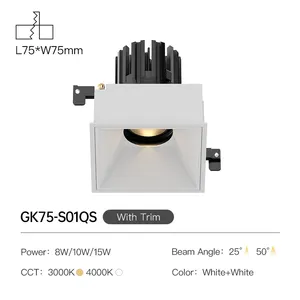 XRZLux LED स्क्वायर डाउनलाइट एंटी-ग्लेयर सीलिंग स्पॉटलाइट एल्युमीनियम रिकेस्ड LED COB डाउनलाइट 8W 10W 15W इंडोर लाइटिंग फिक्स्चर