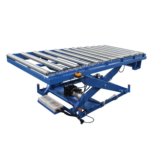 Hongrui meja angkat mekanik, furnitur tugas berat <span class=keywords><strong>3</strong></span> ton gunting ganda dengan permukaan rol bertenaga OEM dengan sertifikat CE - Product Image 1