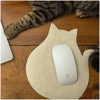 Tapis de souris en forme de chat en cuir Pu tapis de souris de bureau mignon tapis de souris de jeu pour ordinateur portable pour une utilisation de bureau