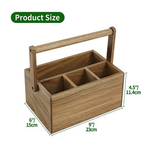 Organizzatore per Accessori da Cucina, Portaposate Multifunzione da Tavolo, Contenitore per Utensili <span class=keywords><strong>in</strong></span> <span class=keywords><strong>Legno</strong></span> con Manico - Product Image 3