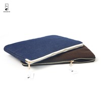 Sac de transport pour ordinateur portable en tissu jean vintage, grande capacité, fermeture éclair dorée, pochette de rangement pour tablette, étui portable pour ordinateur de bureau