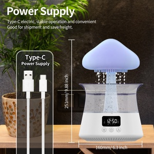 Đồng hồ báo thức nước thả nấm mưa Thì Thầm Tiếng ồn trắng 7 đèn màu ánh sáng mùi hương Máy khuếch tán hương thơm humidificateur - Product Image 6