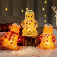 Jouets de noël ornement décor brillant bonhomme de neige LED veilleuse cadeaux de noël mignon bonhomme de neige pain d'épice homme ornements