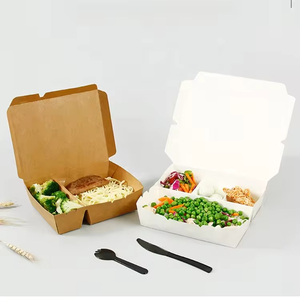 Boîte à lunch en papier kraft biodégradable <span class=keywords><strong>de</strong></span> haute qualité 26oz 30oz Trois/Cinq compartiments Emballage <span class=keywords><strong>pour</strong></span> sandwich Gâteau Boîte à emporter - Product Image 6