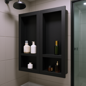 Nicho de Ducha de 16x32 Pulgadas, Estante Empotrado en la Pared, Almacenamiento para Baño, 2 Niveles, Plástico con Acabado Mate - Product Image 2