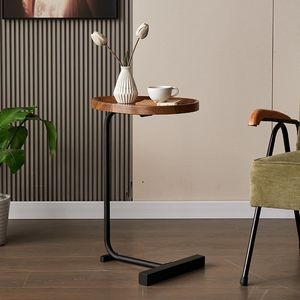 현대 미니멀리스트 거실 침실 이동식 <span class=keywords><strong>C</strong></span> 자형 소파 사이드 테이블 단단한 나무 침대 옆 테이블 코너 테이블 - Product Image 2