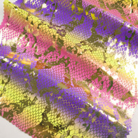 Tissu en poly spandex à imprimé sublimation et métallique, avec un design personnalisé en peau de serpent, couleurs dégradées, brillant, pour le sport