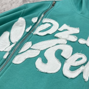 Nueva Sudadera con Capucha Premium de Estilo Urbano, con Hombros Caídos, Cierre de Cremallera, Bordado de Parches Gruesos, Forro de Satén de Algodón, Sudadera Extra Grande con Cierre - Product Image 3