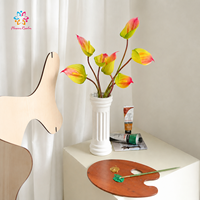 Bunga Anthurium Buatan Real Touch, Tangkai Karet Lembut Dapat Dibengkokkan, Bunga Tropis Palsu untuk Dekorasi Vas Rumah, Hotel, Pernikahan