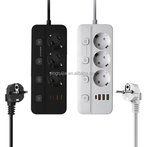 Nhà Máy Giá cá nhân thiết bị chuyển mạch Châu Âu Dải điện, 3 ổ cắm với <span class=keywords><strong>USB</strong></span> Một và <span class=keywords><strong>USB</strong></span> C Cổng, đa chuyển đổi EU cắm bảng điện - Product Image 1