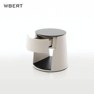 Table de chevet minimaliste WBERT - Bois avec finition mate gris clair, design moderne et futuriste pour la chambre à coucher, meubles de maison - Product Image 3