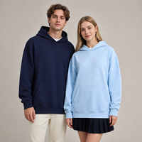 Sudadera con Capucha Casual para Hombre, Unisex, de Corte Holgado, en Felpa Francesa de 380g, Mezcla de Algodón, Color Sólido, Otoñal, con Espacio para Logotipo Personalizado