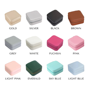 Boîte de rangement pour bijoux personnalisée tendance, étui portable en cuir PU avec fermeture éclair, boîte cadeau pour demoiselle d'honneur pour collier, bague, rangement de voyage - Product Image 2