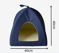 Tente pour animaux de compagnie rectangulaire pliable et respirante en polyester, douce et moelleuse, pour petits chats, avec coussin amovible et fermeture à boutons