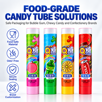 Tubes d'emballage pour bonbons de qualité alimentaire sans BPA, 40 ml, en aluminium et plastique, avec bouchon à vis, impression UV personnalisée pour chewing-gum