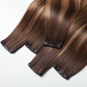<span class=keywords><strong>Extension</strong></span> di <span class=keywords><strong>capelli</strong></span> umani di lusso brasiliano di lusso di fabbrica doppia disegnata invisibile legata a mano ondulata Balayage Design <span class=keywords><strong>capelli</strong></span> <span class=keywords><strong>veri</strong></span> di colore chiaro - Product Image 4