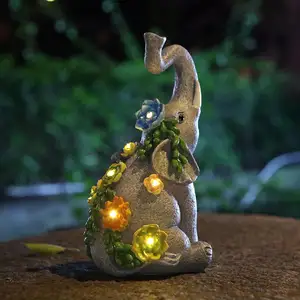 Solar-Garden Outdoor-Elefantenskulptur 7 LED-Lichter für Terrasse Haushof Weihnachten Elefantengeschenke