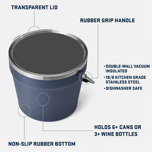 Tùy Chỉnh Cắm Trại Rượu Sâm Banh Bia Bồn Tắm Ice Cube Xô Thép Không Gỉ Đôi Tường Kim Loại Lớn Thép Xô Đá Với Tong - Product Image 3