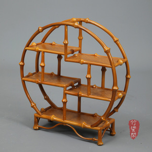 Bamboo Display <b>Shelf</b> Round Multifunctional Tea Storage <b>Rack</b> For Living Room Standing Type YY0665 - Product Image 5